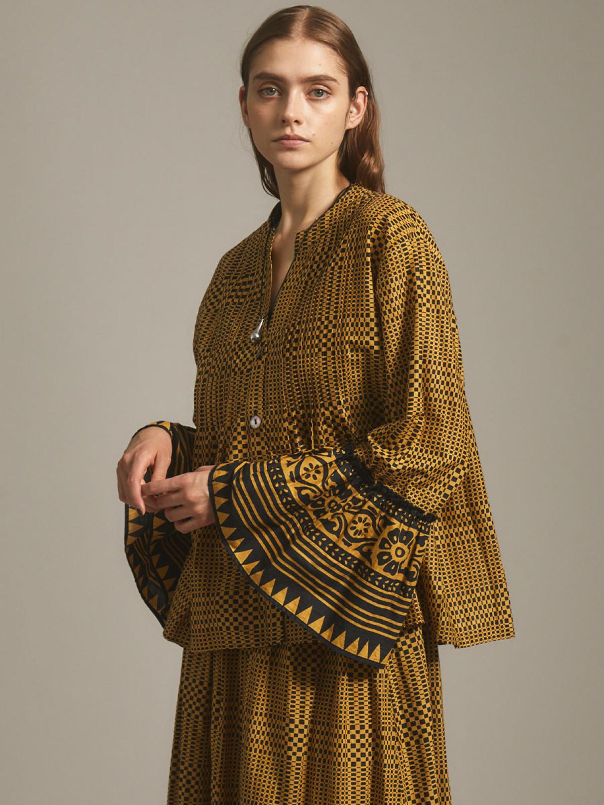 エスニック調フレアスリーブコットンブラウス - Ample - MEDOC