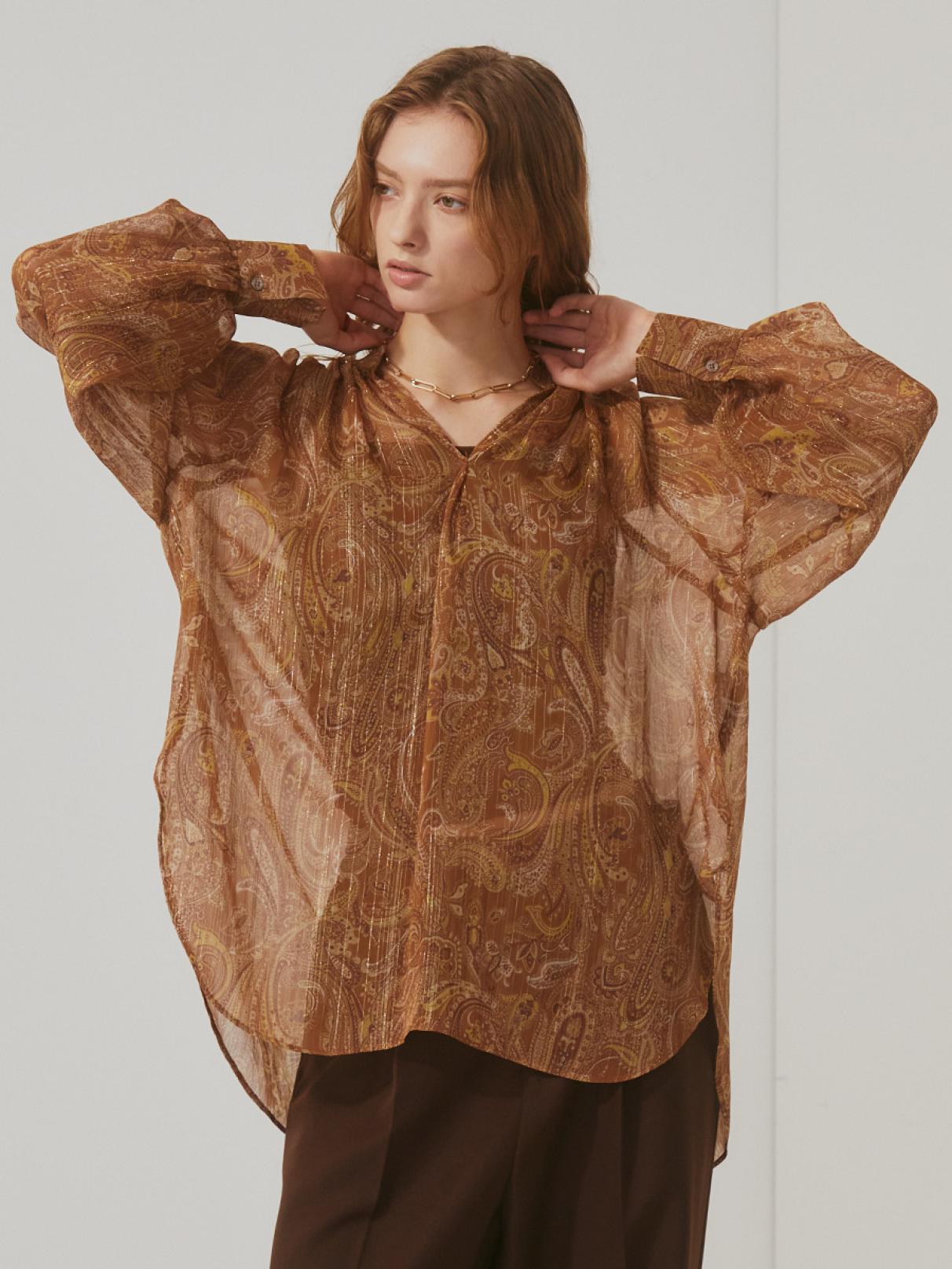 ペイズリープリントシアーブラウス - Ample - Vin｜YAMADAYA STORE