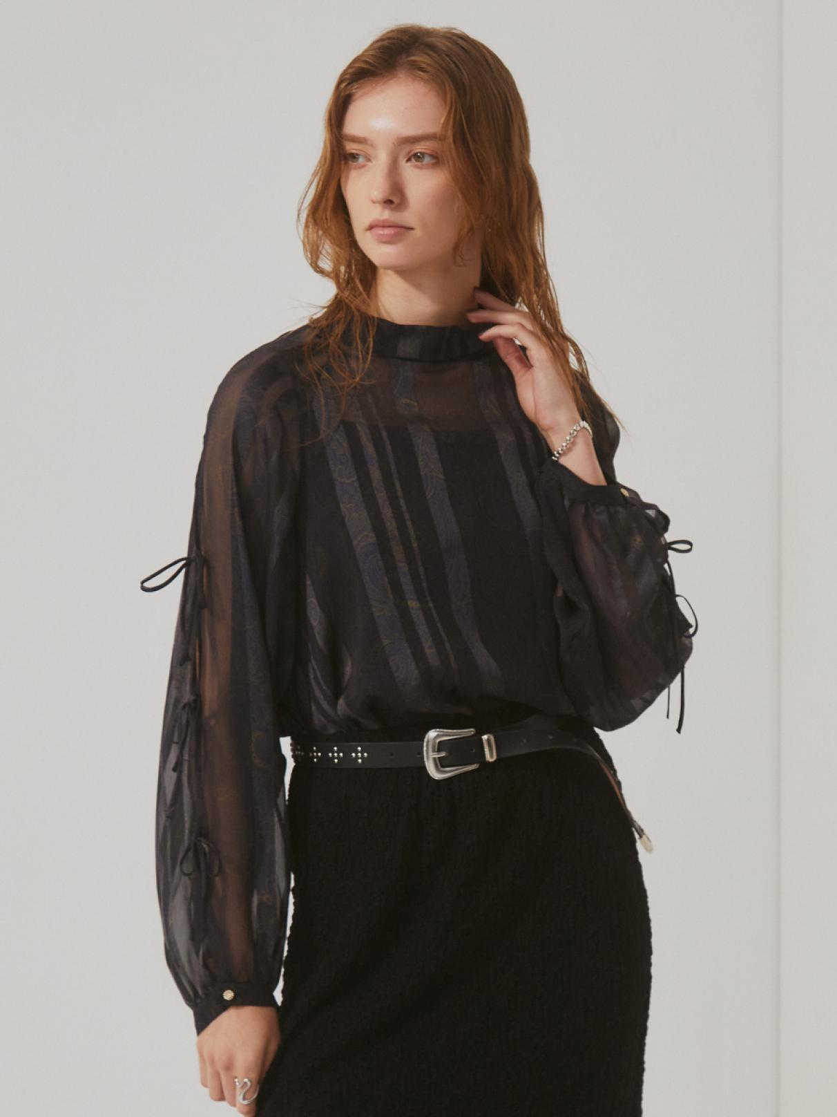 リボンスリーブペイズリーブラウス - Ample - Vin｜YAMADAYA STORE
