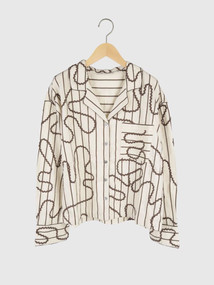 ウェーブデザインストライプシャツ - Ample - Vin｜YAMADAYA STORE