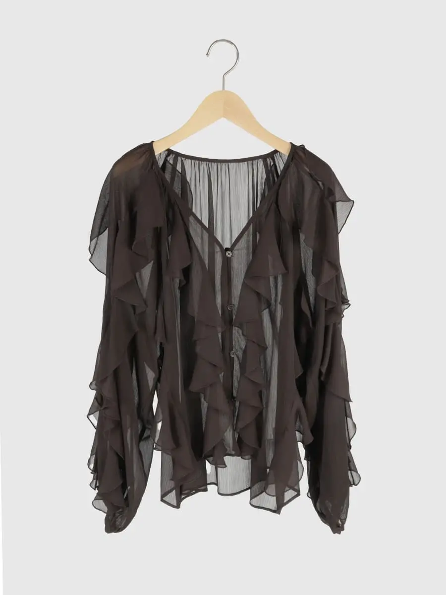 楊柳シフォンフリルブラウス - Ample - Vin｜YAMADAYA STORE