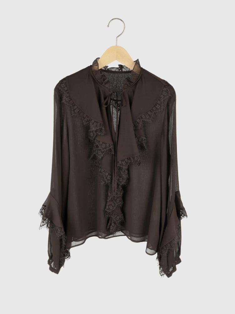 ラッフルカラーレースブラウス - Ample - Vin｜YAMADAYA STORE