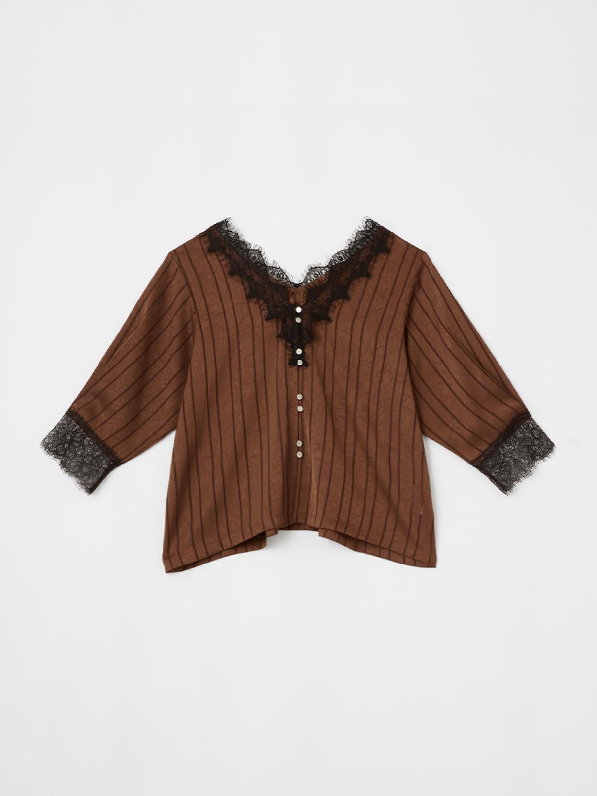ストライプレースブラウス - Ample - Vin｜YAMADAYA STORE