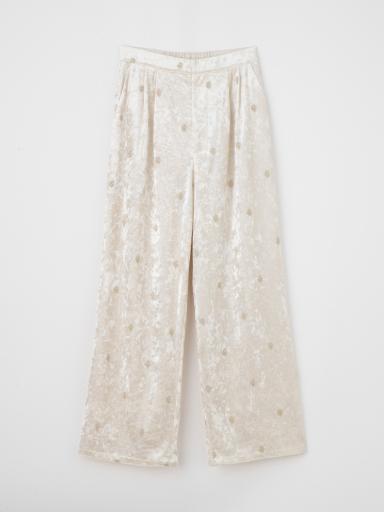 ラメ糸刺繍クラッシュベロアワイドパンツ - Ample - Vin