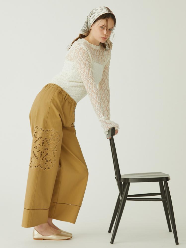 カットワークコットンツイルワイドパンツ - Ample - Vin｜YAMADAYA STORE