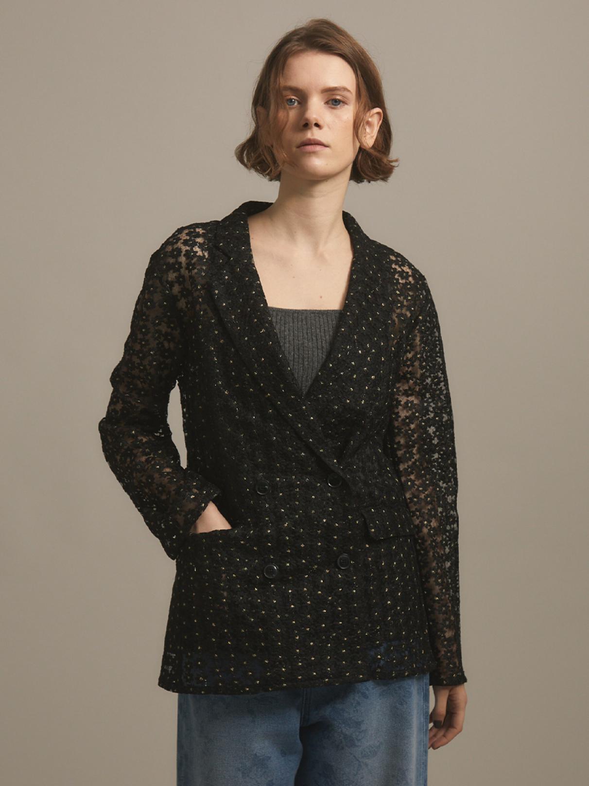 花柄レースダブルテーラードジャケット - Ample - Vin｜YAMADAYA STORE