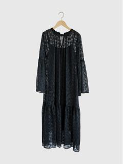 新品タグ付き　Arob ワンピース/ドレス　ヤマダヤ レース七分袖×ダマスク柄ワンピースドレス結婚式ワンピース