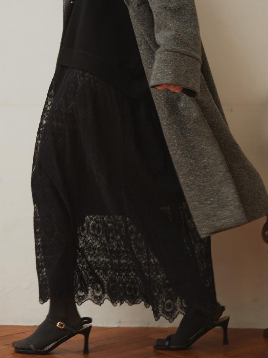 レーススカートドッキングニットワンピース - Ample - Vin｜YAMADAYA STORE