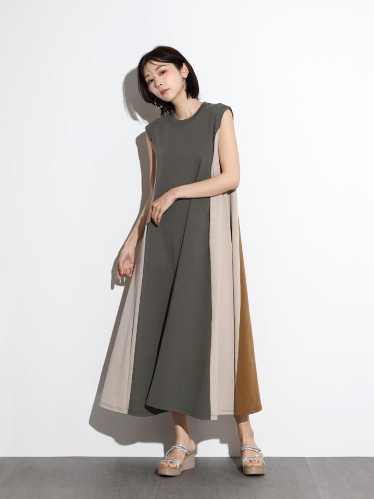 カラーブロッキングAラインワンピース - MEDOC original - SCOTCLUB